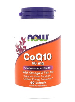 NOW CoQ10 60 mg + Omega - 3,  60 softgels. 2143 - фото 5695