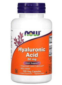 NOW Hyaluronic Acid + MSM 50 mg, 60 Капс. - фото 5964