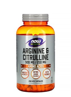 NOW L-Arginine 500 mg.  Citrulline 250 mg., 240 caps. - фото 6076