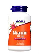 NOW Niacin 500 mg, 100 caps.