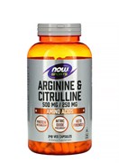 NOW L-Arginine 500 mg.  Citrulline 250 mg., 240 caps. 2372