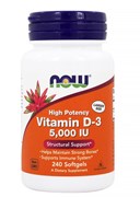 NOW Vitamin D-3   5,000 IU,  240 softgels. 2396